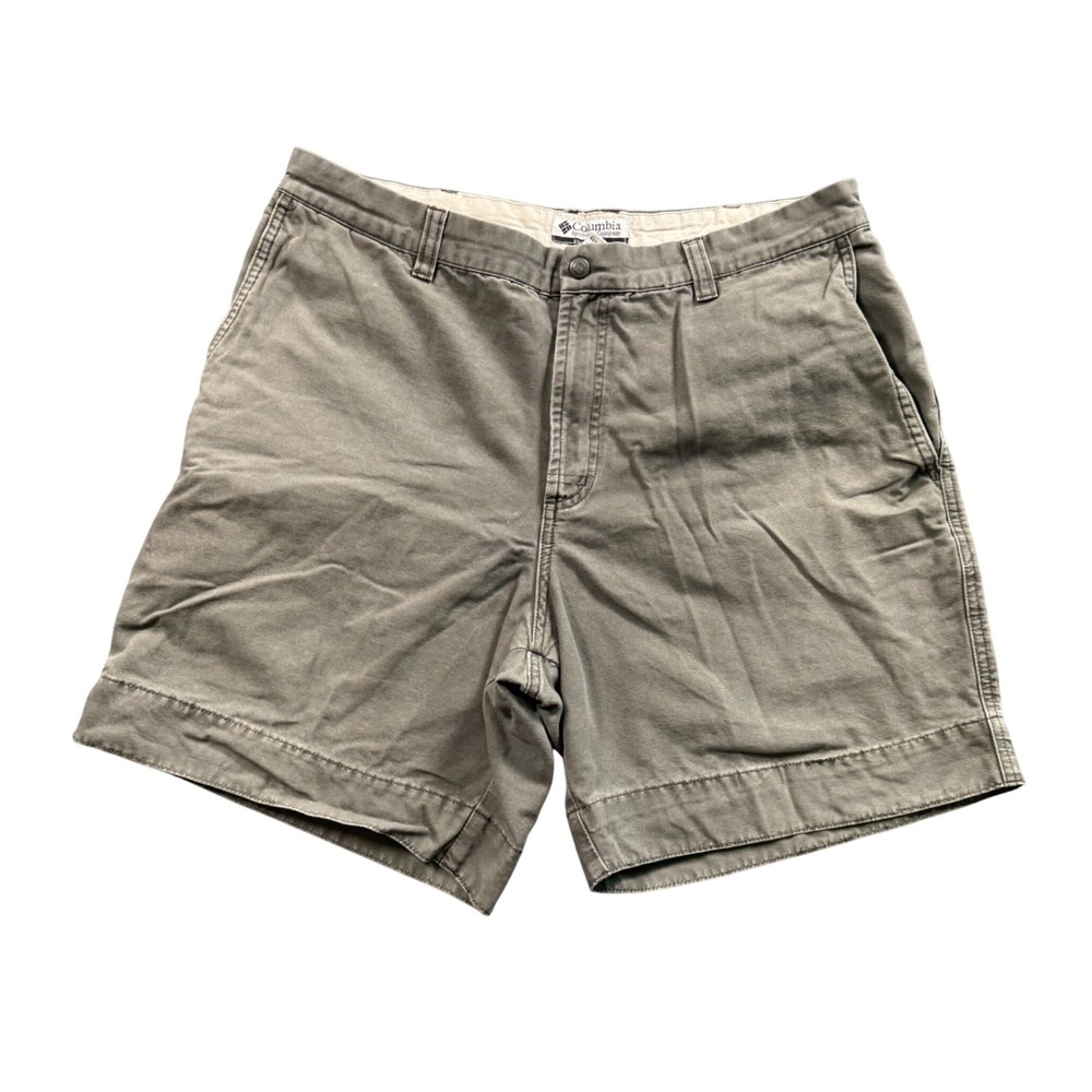 Columbia Canvas Utility‎ Shorts Mens 35 (Tagged 36) Grey Cotton Hiking Outdoor